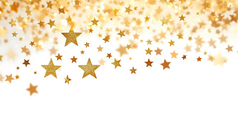 Gold falling confetti. Star shape. Festive background