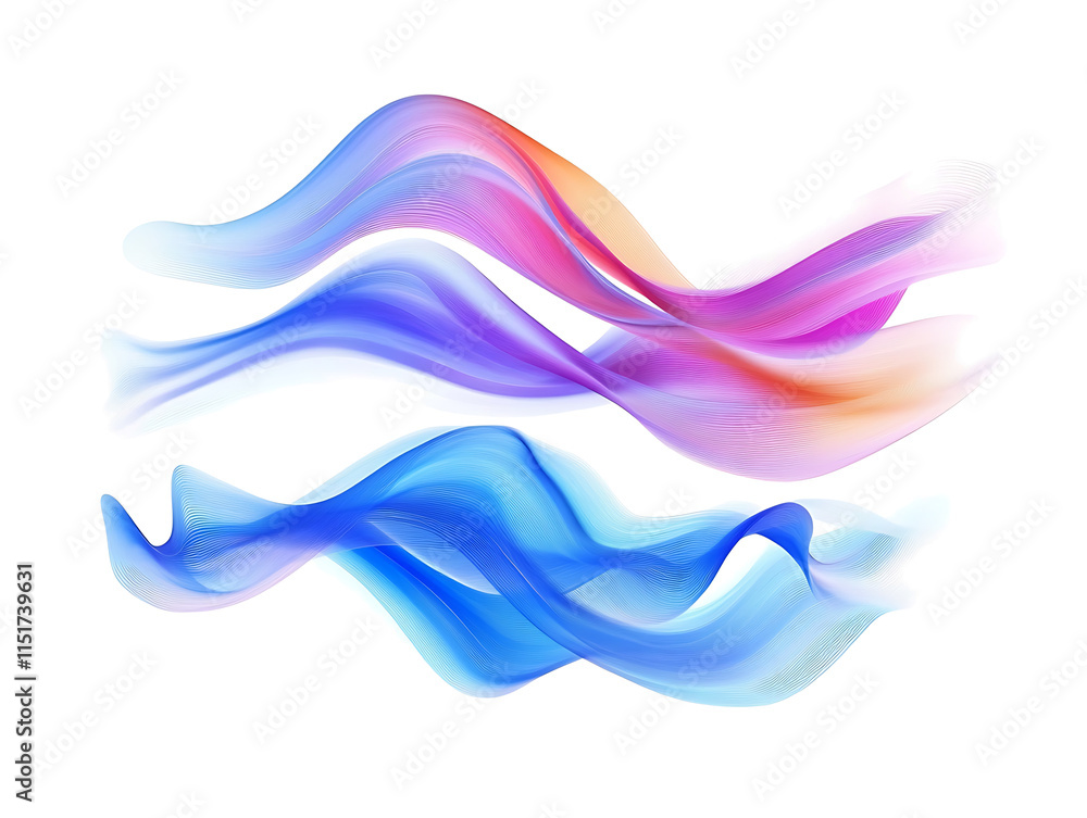 Poster abstract colorful flowing wave lines isolated on white background. design element for technology, sc
