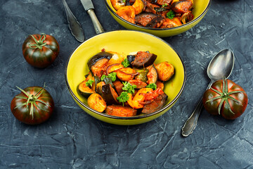 Vegetable stew, ragout with sauce.