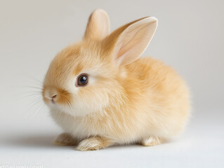 Adorable Fluffy Bunny Rabbit Kit, Sweet Little Baby Hare, Close-Up Studio Shot