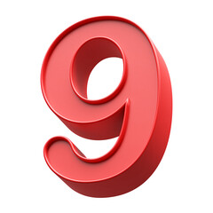 3D Red Number 9