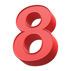 3D Red Number 8