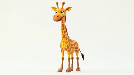 A friendly cartoon giraffe with big eyes and a happy expression.