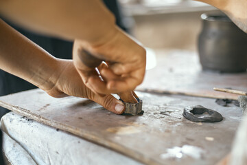 The process of creating pottery. 