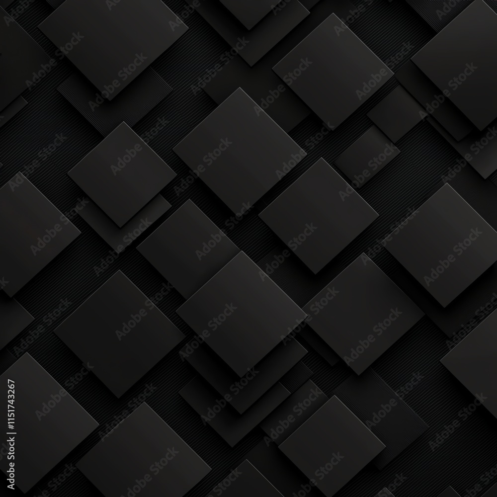 Poster abstract three-dimensional black squares pattern on a dark background