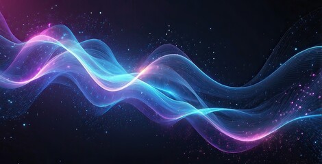 Colorful flowing waves create a mesmerizing visual effect in dark space, 