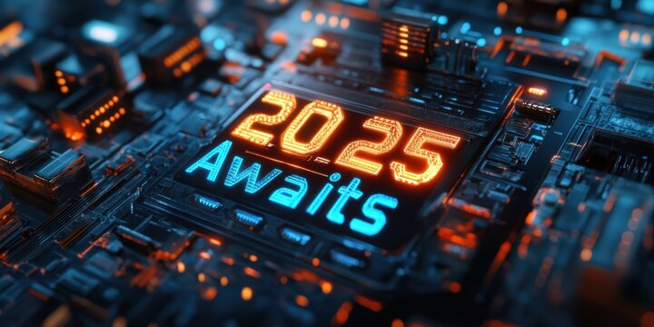 Technology countdown event digital landscape futuristic concept 2025 awaits in cyber environment