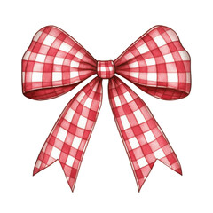 Red gingham bow with festive and cheerful design, perfect for Christmas or holiday decorations