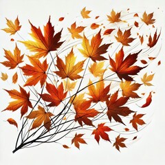 Obraz premium Autumn maple leaves fluttering in the air. Movement and natural flow with isolated on white background. 