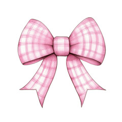 Pink plaid bow with soft watercolor texture, evoking charming and coquette style