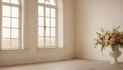 Beautiful floral arch decoration with soft pink and white drapery, perfect for weddings and special events.896 