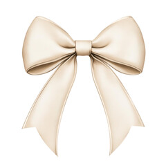 Elegant cream colored bow with scalloped edges, hyperrealistic watercolor style