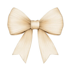 Elegant cream bow with scalloped edges in hyperrealistic watercolor style