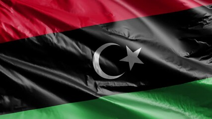 3D illustration closeup of the Libya country flag waving in the wind