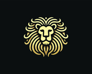 Fototapeta premium Gold Lion Icon Logo Design Vector Template. Lion Head, Face, Logo illustration.