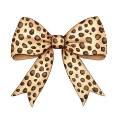 Leopard print bow in hyperrealistic watercolor style with intricate details