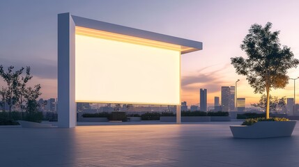 a 3D billboard with a clean and sophisticated aesthetic 
