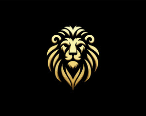 Gold Lion Icon Logo Design Vector Template. Lion Head, Face, Logo illustration.