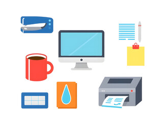 Vector icons representing office tools
