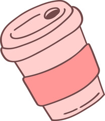 Stylized Pink Coffee Cup Doodle Illustration