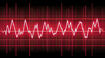 Obraz premium Abstract red heart pulse glowing brightly against a smooth black backdrop, perfect for health and wellness themes