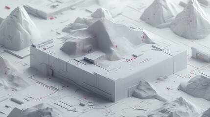 Abstract white futuristic background with tech-inspired coding visuals, graphs, and investment chart overlays