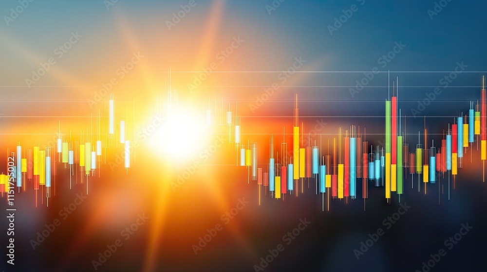 Poster abstract white futuristic digital design with graphs, candlestick charts, and cyber code overlaying 