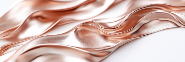 Obraz premium Metallic rose gold whipped cream sculpted into intricate loops, elegantly isolated on a crisp white canvas