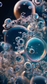A transparent bubble bursting into smaller bubbles, representing the micro-encapsulation of active ingredients in skincare, 4k High-Quality Wallpaper Background Animation Video