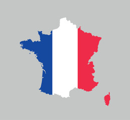 France Map vector icon. Map of France in Flag colors.