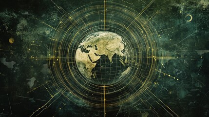 Global Connections Illustrated with Lines Surrounding Earth in Green