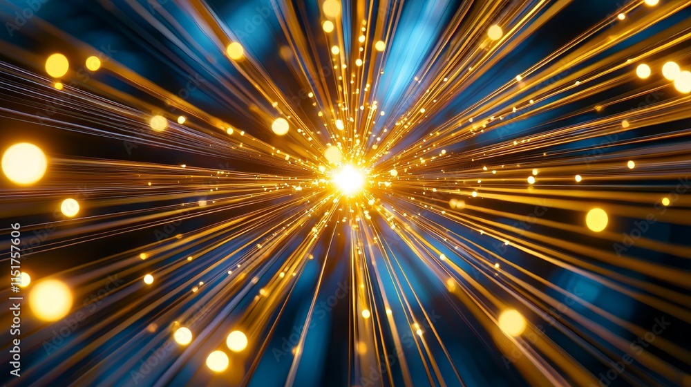 Poster abstract visualization of ai technology with light rays and dazzling effects