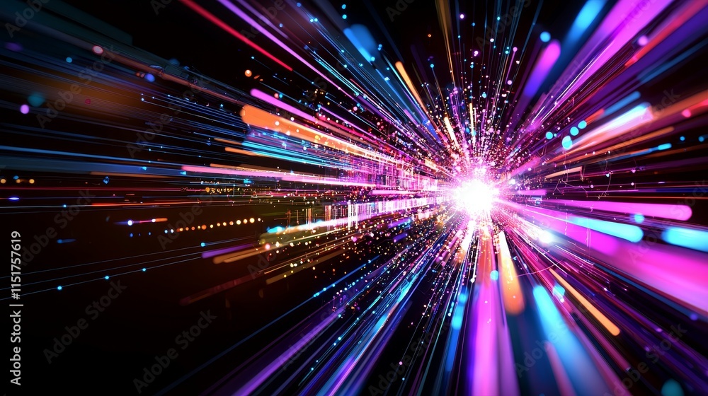 Aufkleber abstract ai technology visualization with colorful light trails and motion effects