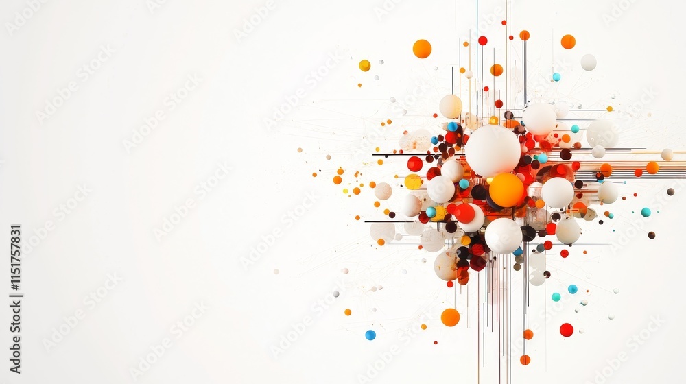 Poster artistic representation of technology with circuit elements and colorful design