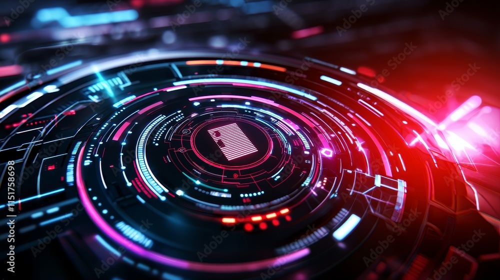 Poster futuristic digital chart displaying ai analytical data in a high-tech environment