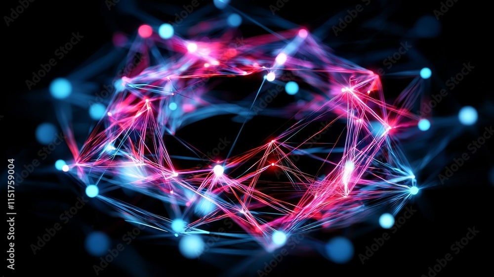 Poster isolated ai module surrounded by dynamic digital network in futuristic design