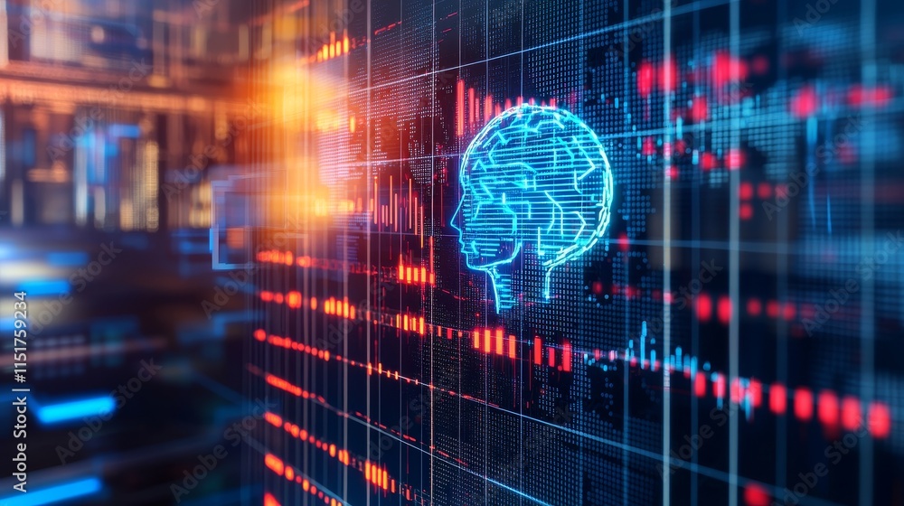Poster multicolored digital chart reflecting advancements in artificial intelligence technology