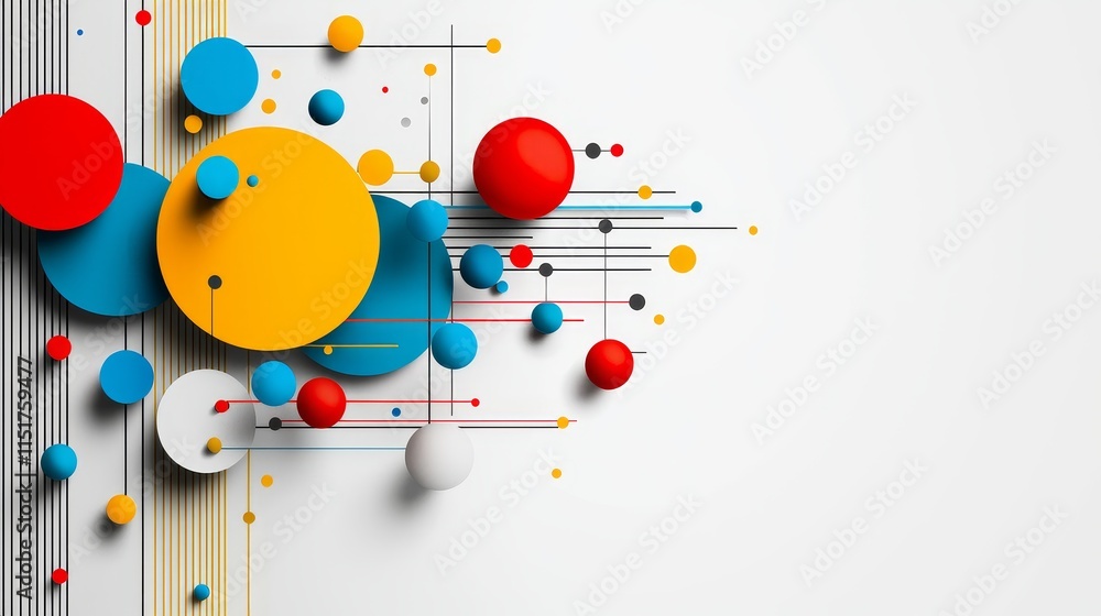 Poster bold geometric shapes and lines with stylized technology circuit design elements
