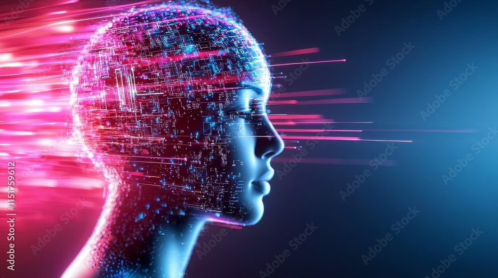 Poster visual representation of machine learning concept with futuristic aesthetics