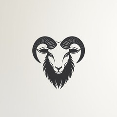 Naklejka premium Monochrome ram head illustration.