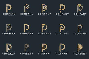 collection letters P logo gold design. modern creative icon vector design inspiration 