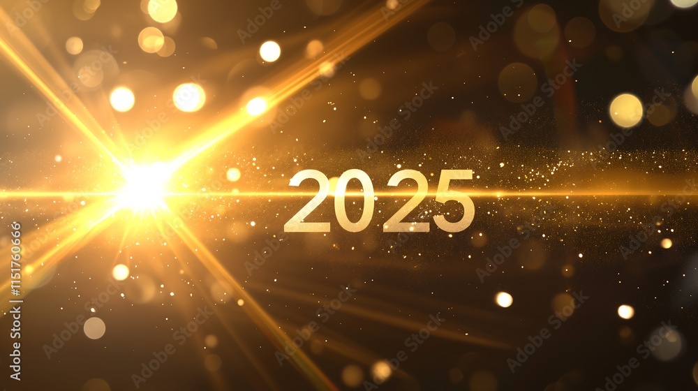 Aufkleber abstract gradient background in sparkling gold and silver tones, with glowing bokeh lights and a min