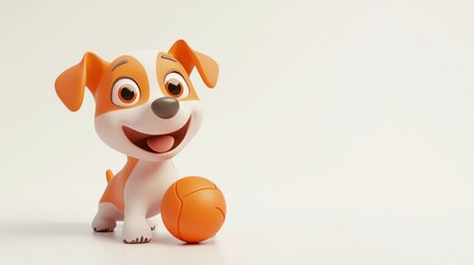 A cute cartoon puppy dog with a ball.