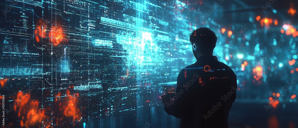 Poster futuristic data visualization with artificial intelligence and technology concepts
