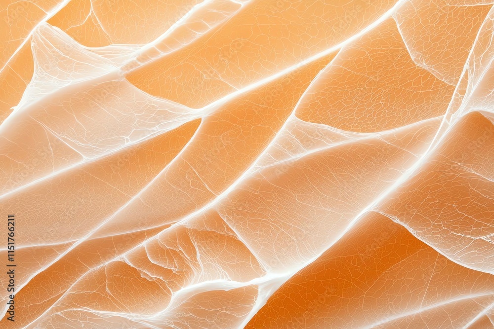 Poster a close-up view of delicate fabric-like layers in soft orange tones, creating a serene and calming e