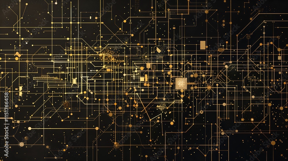 Aufkleber stylish minimalist design featuring gold lines and geometric patterns on a matte black background wi