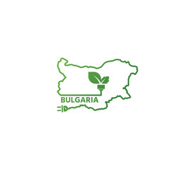 Eco-friendly Bulgaria map symbolizing renewable energy and sustainability for green projects and initiatives.