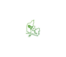 Eco-friendly Denmark map symbolizing renewable energy and sustainability for green projects and initiatives.
