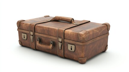 A vintage, brown leather suitcase.