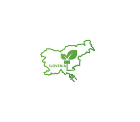 Eco-friendly Slovenia map symbolizing renewable energy and sustainability for green projects and initiatives.